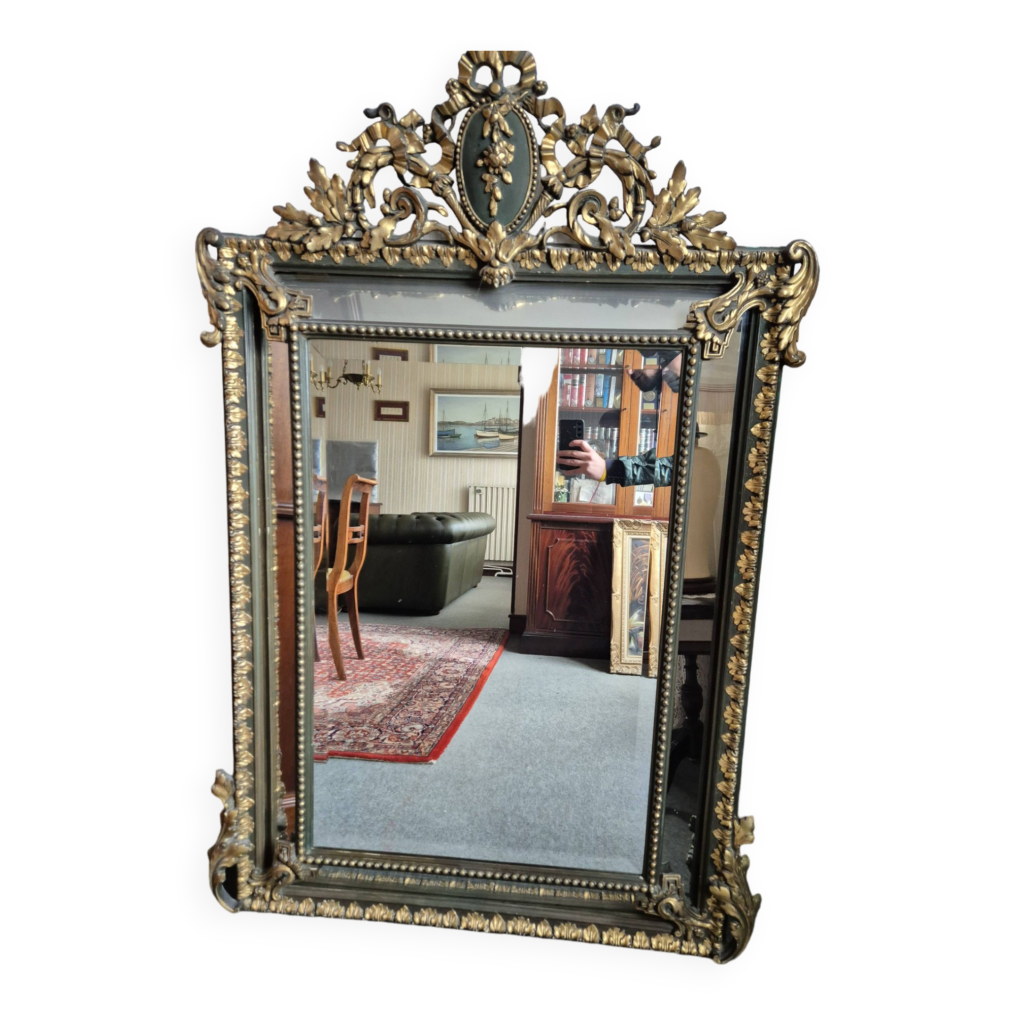 Trumeau mirror - marble, gilded, oak