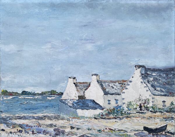 Tableau HST Maurice Agizeau (né en 1945) ''Maisons de pêcheurs à Ouessant