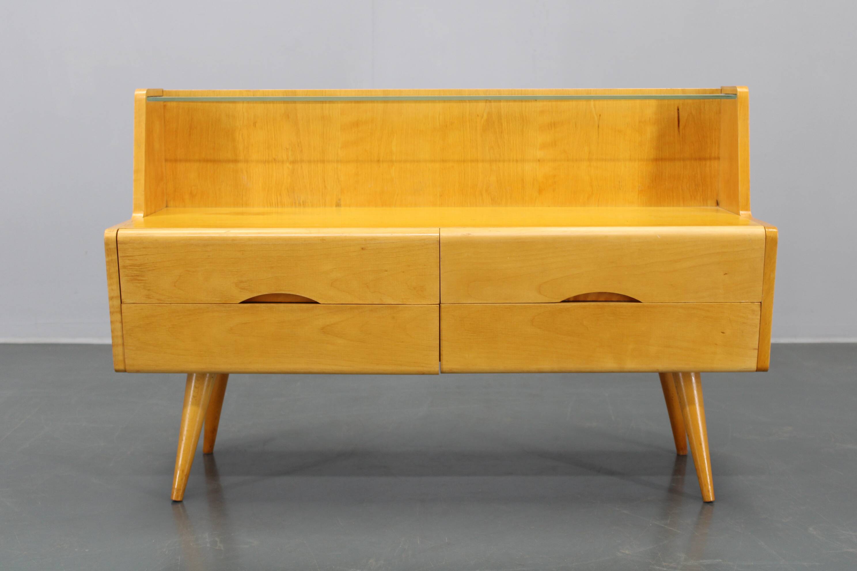 1960s Chest of Drawers with Glass Shelf ,Czechoslovakia
