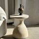 Large white circular armchair, white fabric upholstery