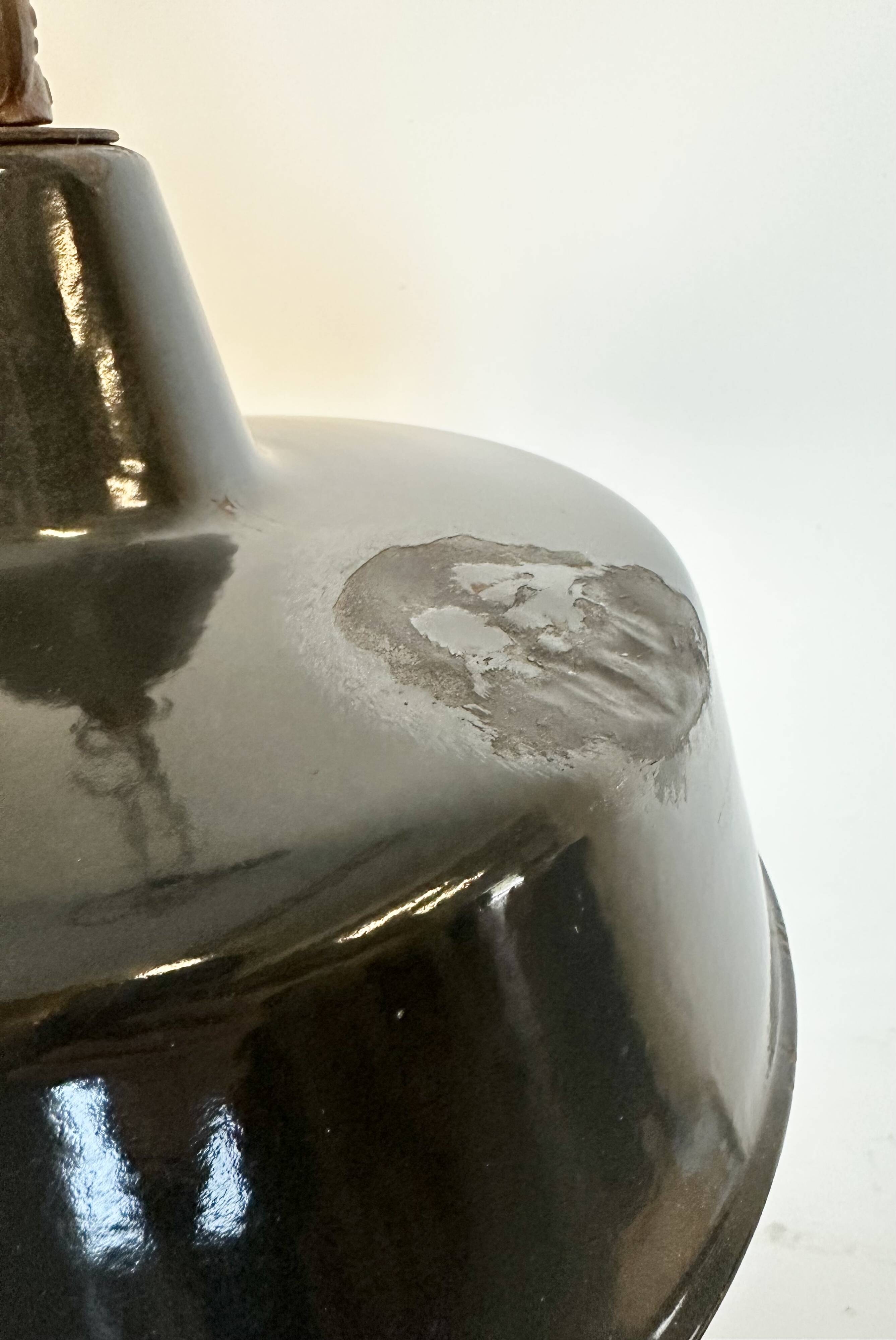 Black enamel industrial pendant lamp, 1950s