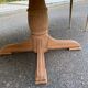 Large extendable round dining table stripped with a central wooden leg 110-198cm.