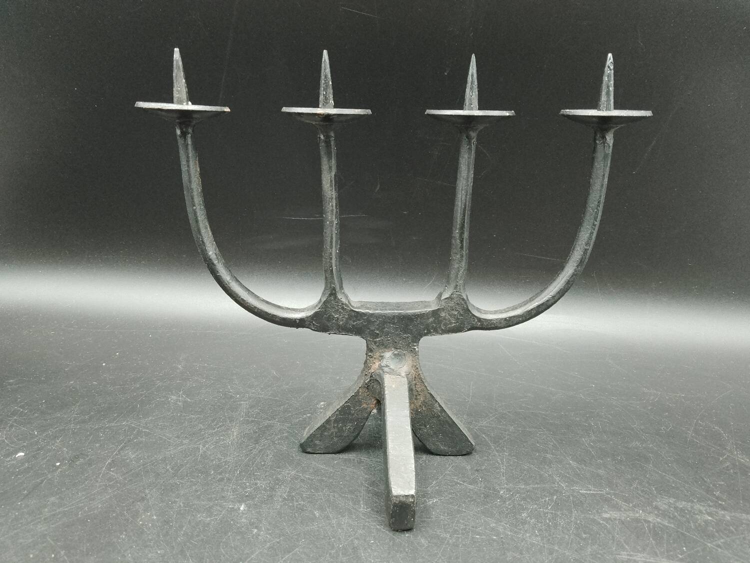 Brutalist Candle Holder Candlestick 4 Candles in Wrought Iron 60s/70s