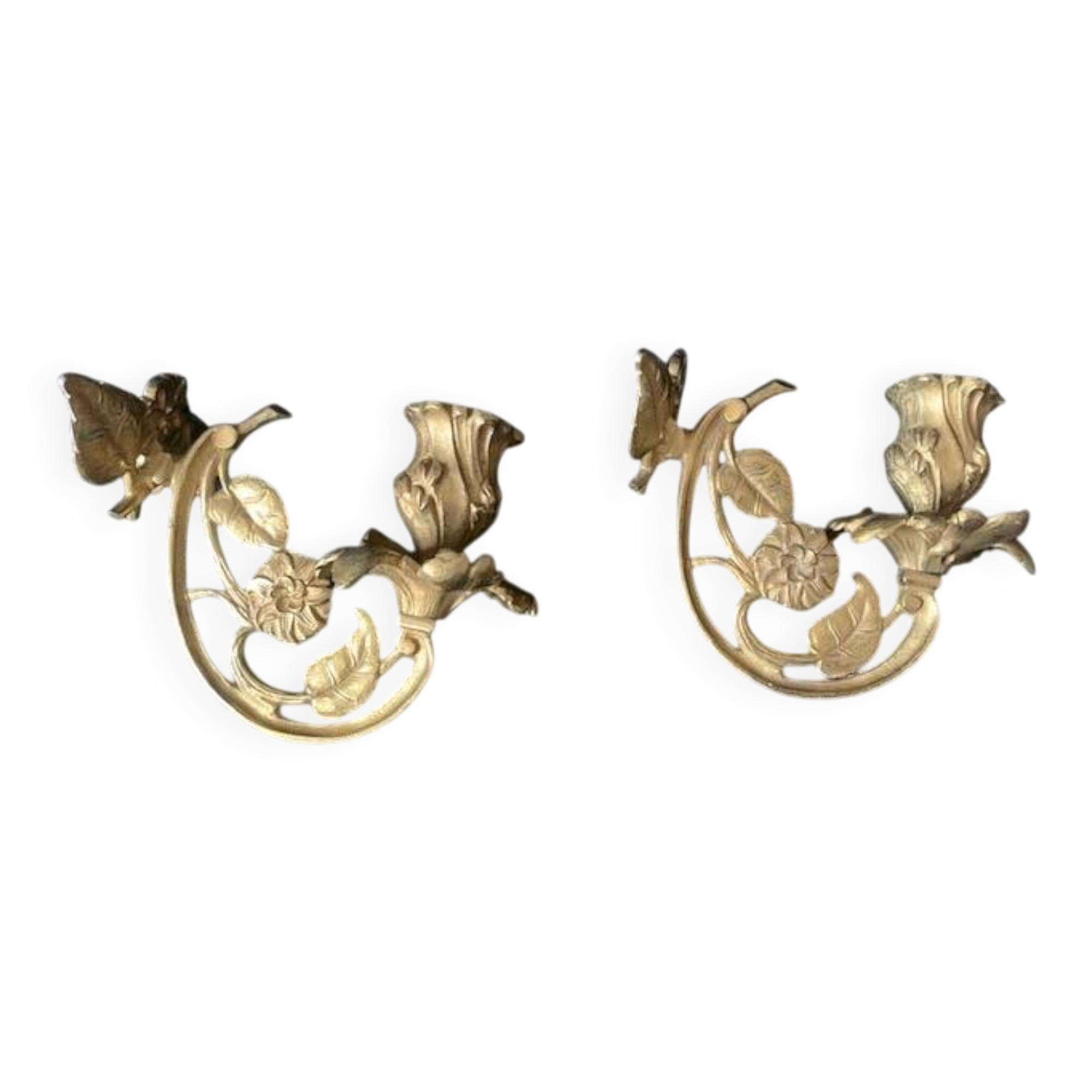 Paire d'appliques Art nouveau en bronze à décor de papillons