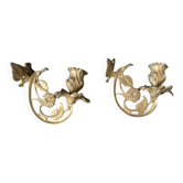 Paire d'appliques Art nouveau en bronze à décor de papillons