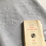 Antique sheet in pure linen yarn dyed in rain gray