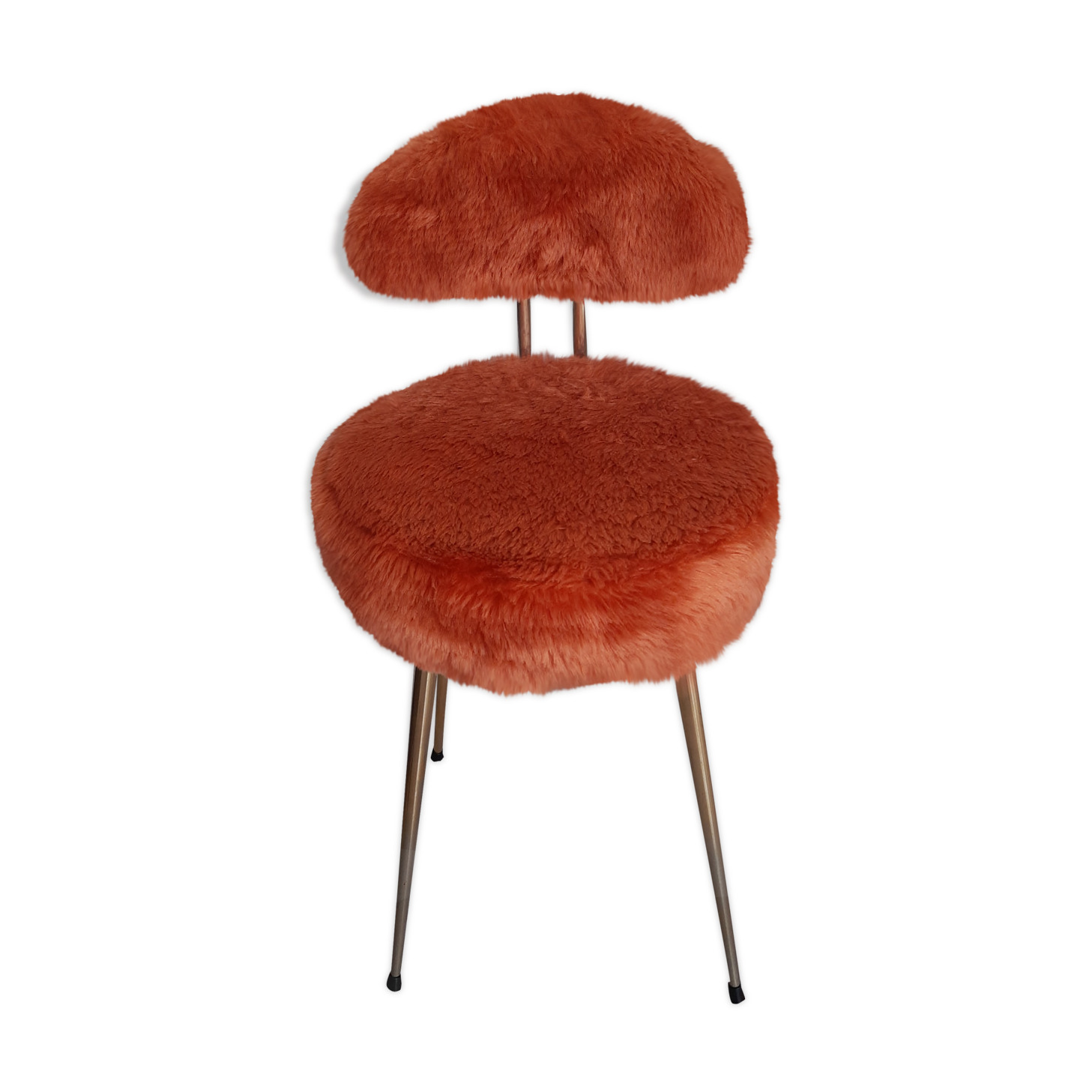 Chaise vintage moumoute Pelfran couleur saumon