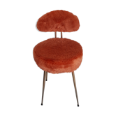 Chaise vintage moumoute Pelfran couleur saumon