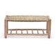 Artisanal bench with shelves, seat in raffia, bench in natural wood.
