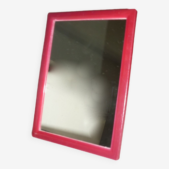 Red plastic table mirror 18X13