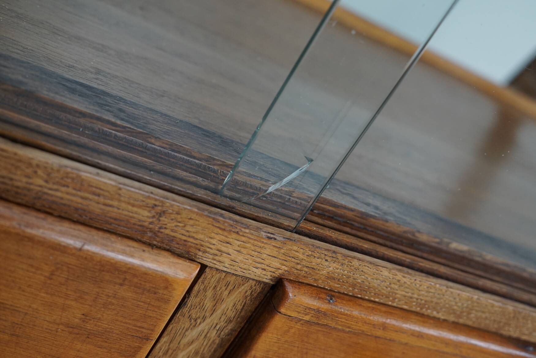 Antique Spanish beech & oak haberdashery cabinet or shop counter, 1950s