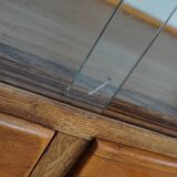 Meuble de mercerie ou comptoir de magasin espagnol ancien en hêtre et chêne, années 1950