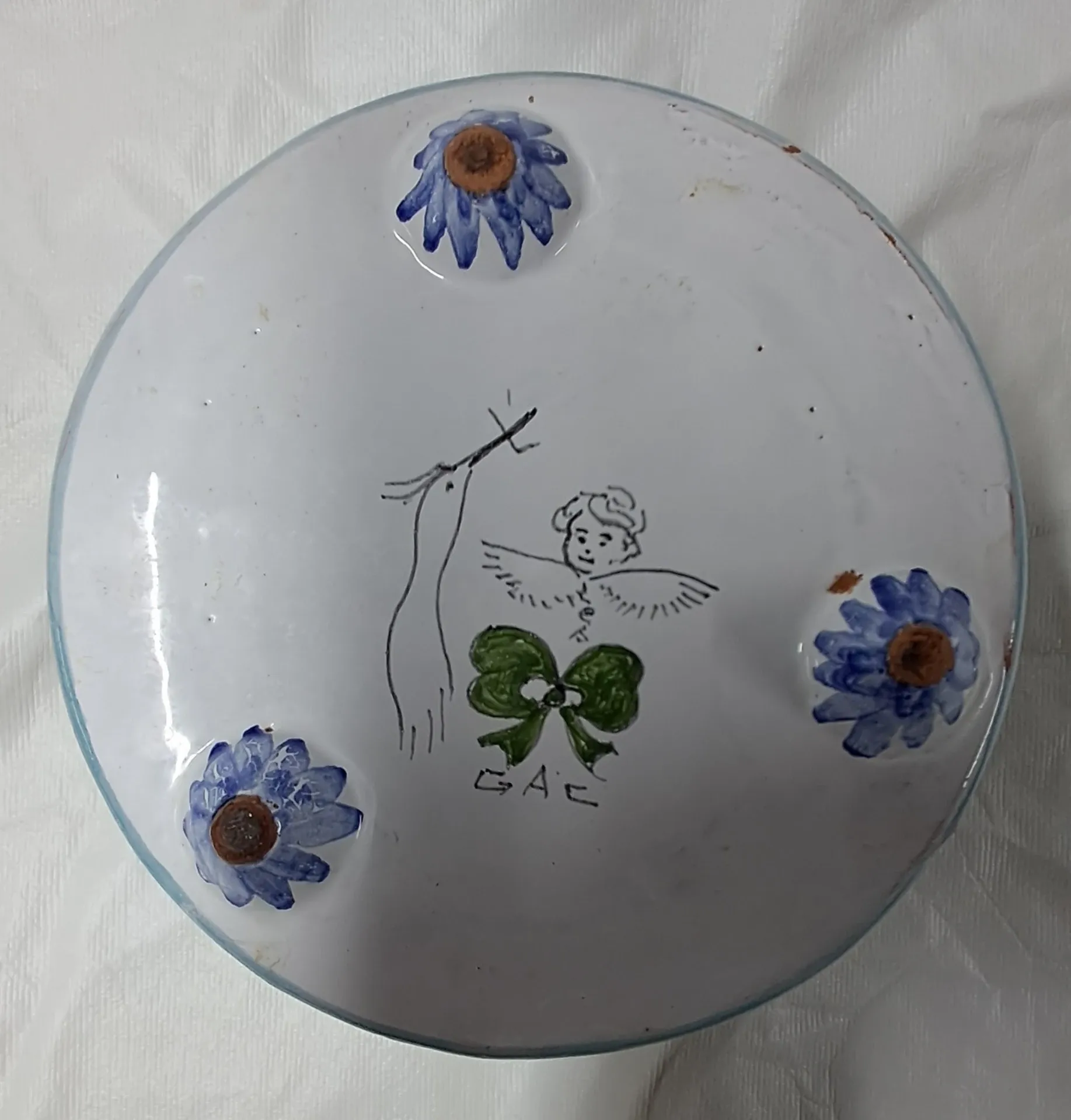 Nevers earthenware cache-pot. 20th century.