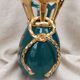 Italian lilac crown vase 26cm - emerald green & gold - vintage 60s year