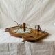 Art Deco wooden wall coat rack with round central mirror