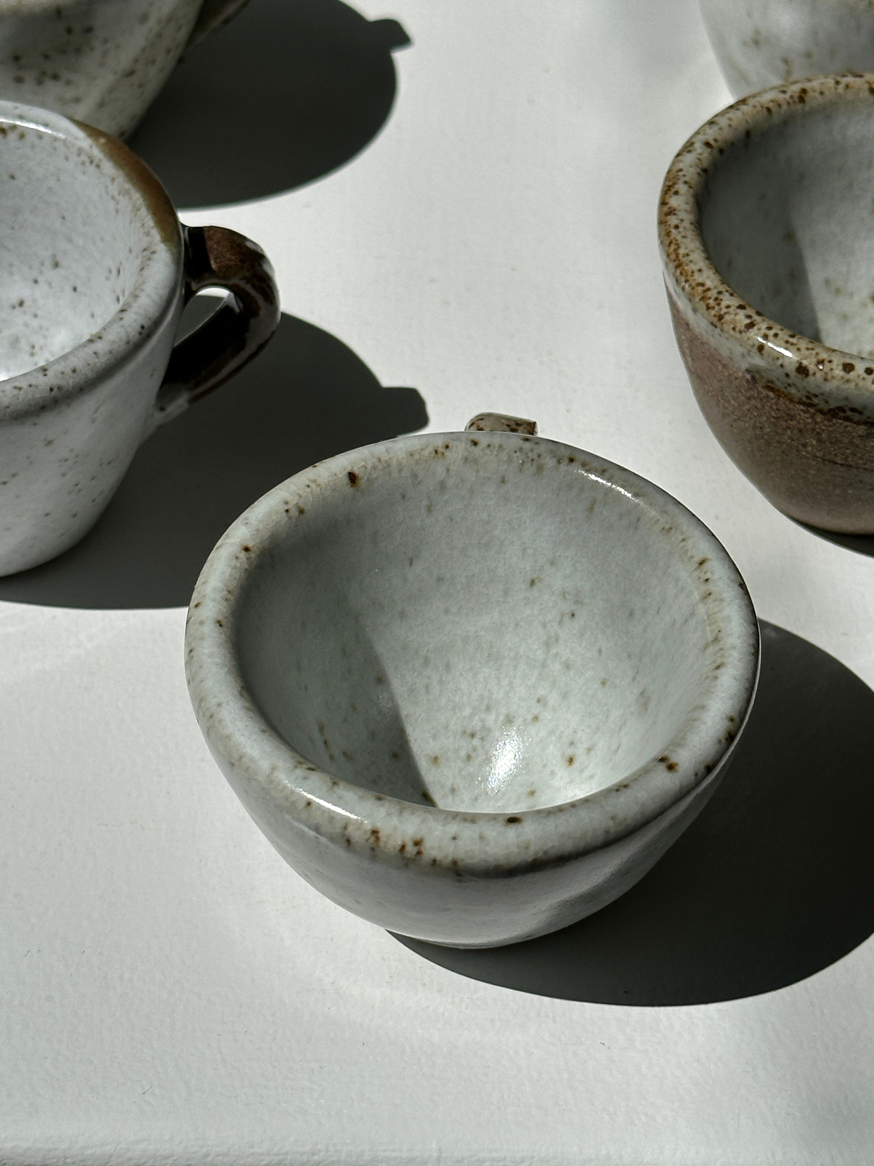 Set of 5 Indonesian ceramic handle coffee cups