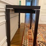 Wenge console desk / red leather top and drawer