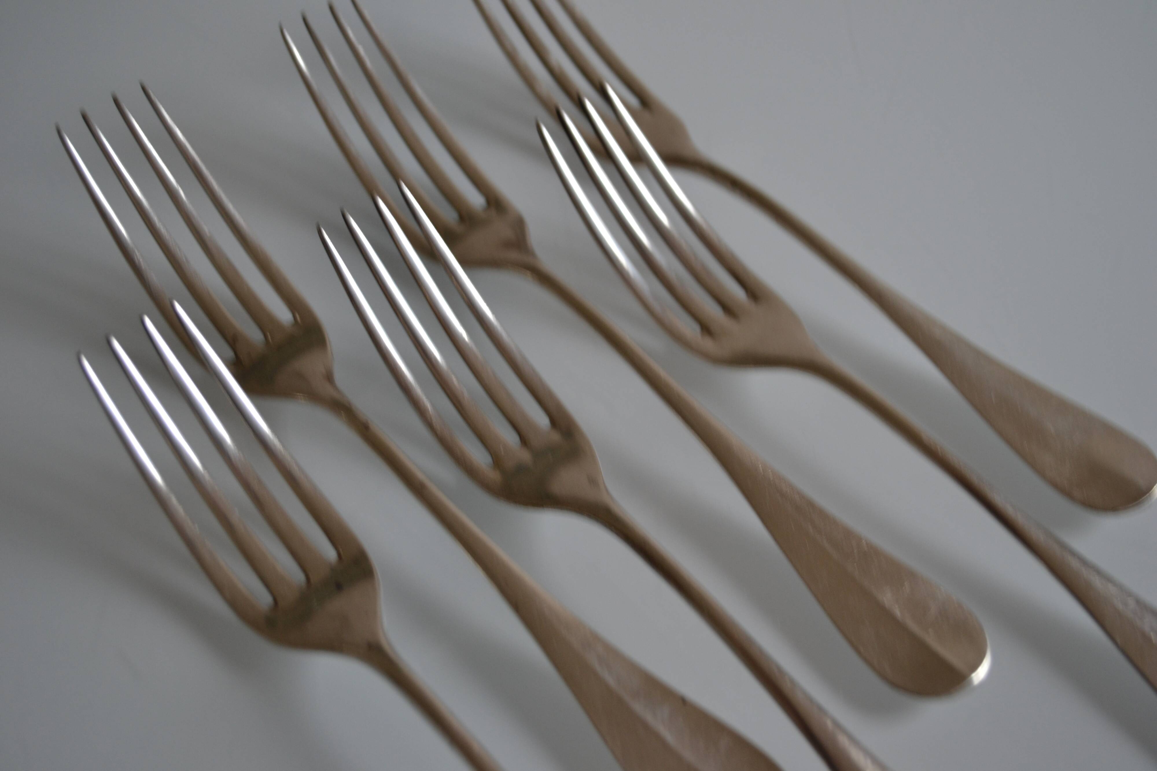 6 silver metal table forks P de Ruolz silver plated forks 21 cm