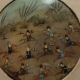 Round miniature painted on mother-of-pearl
