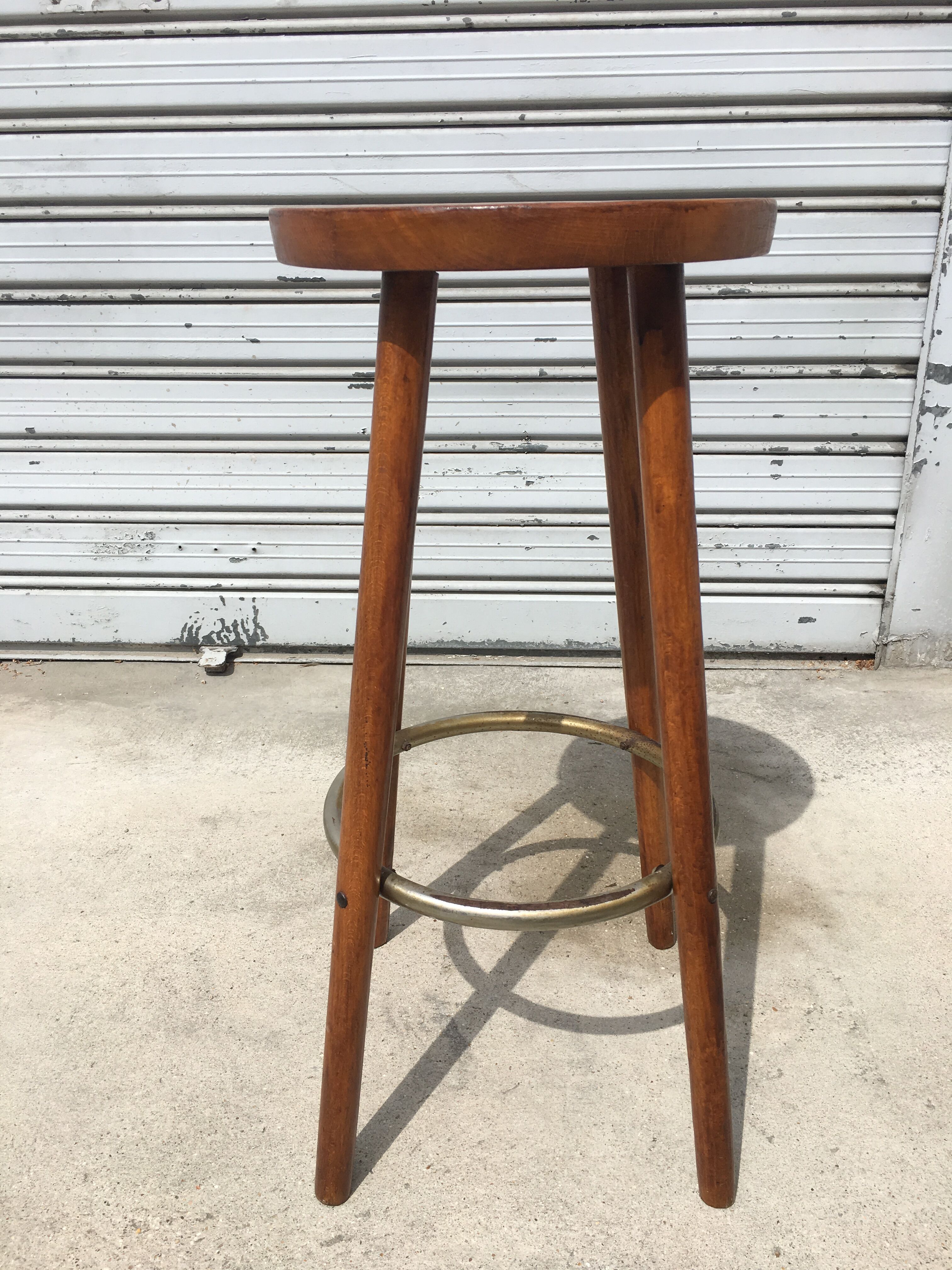 Set of 4 high solid wooden stools