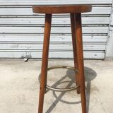 Set of 4 high solid wooden stools