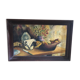 Painting old oil on canvas m. preaux still life + vintage wood frame