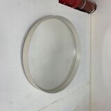 Miroir blanc rond moderne du milieu du siècle, années 1960