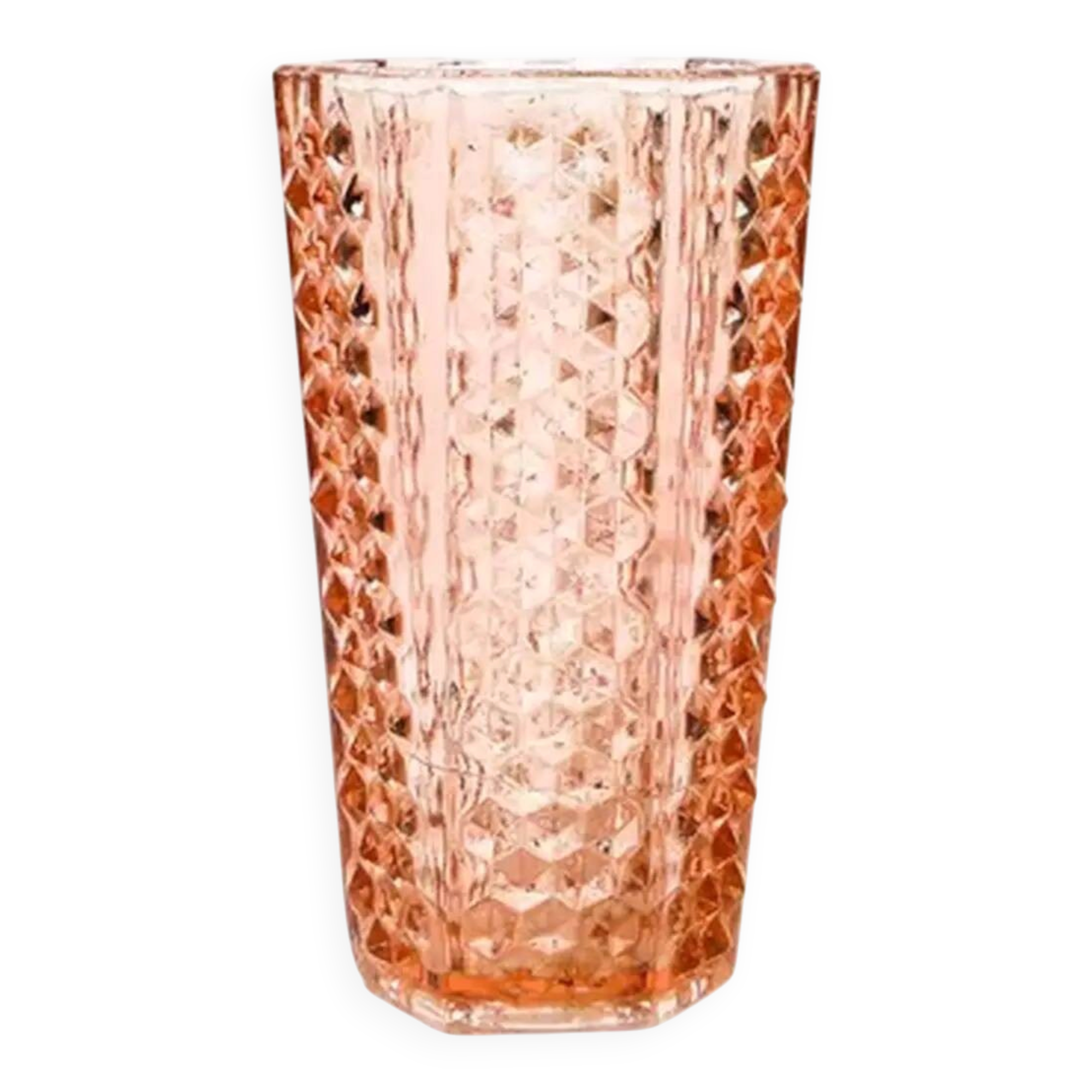Studs vase, modernism, rose glass, Ząbkowice, Poland, 1970s
