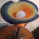 Lampe 1930  fer forge tulipe pâte de verre signee