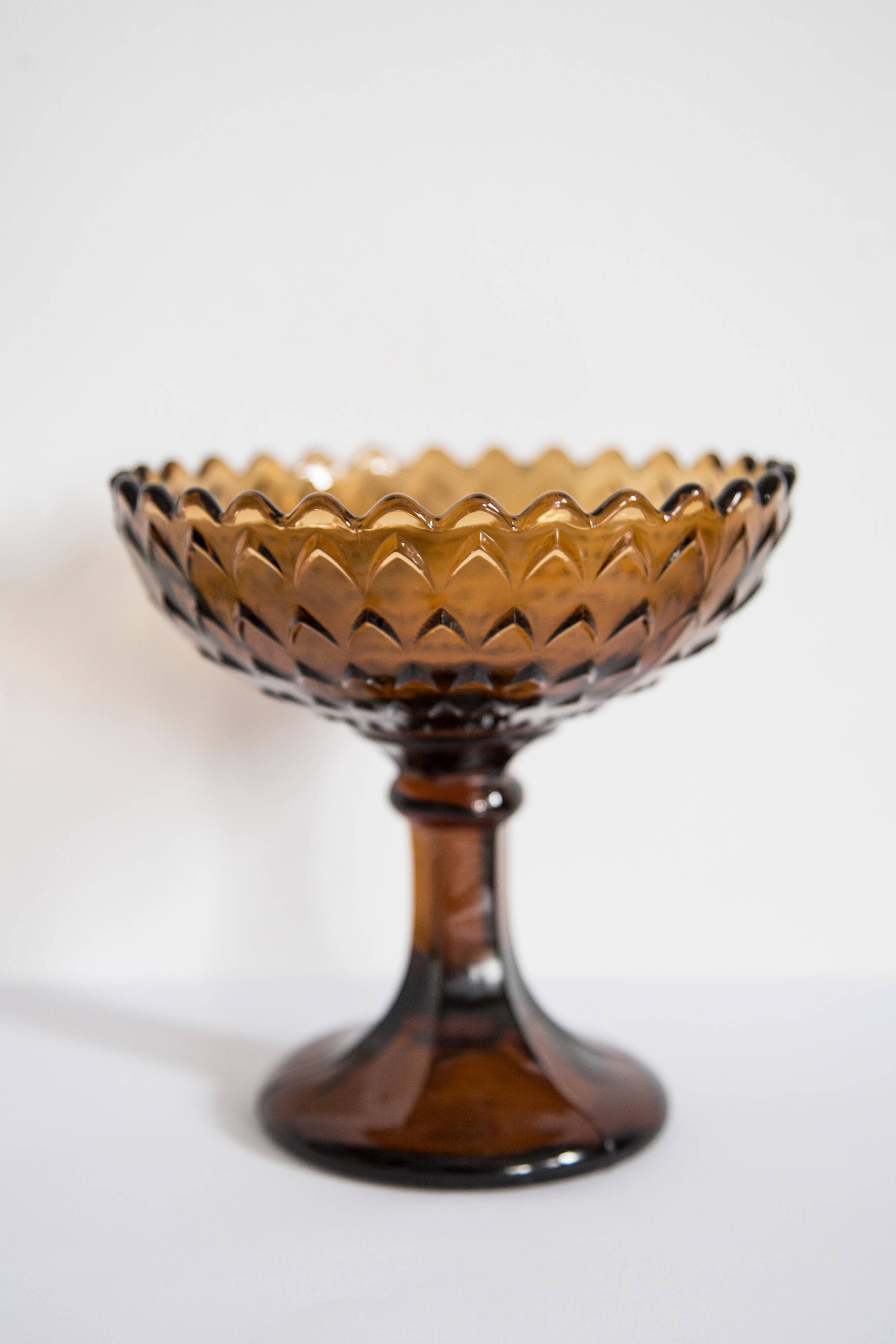 Vintage glass sugar bowl in brown, yellow, and orange, Italy, 1960s.