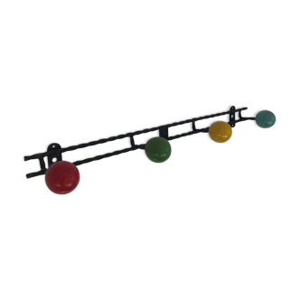 Coat rack 4 patères vintage balls 1960 - 60 cm