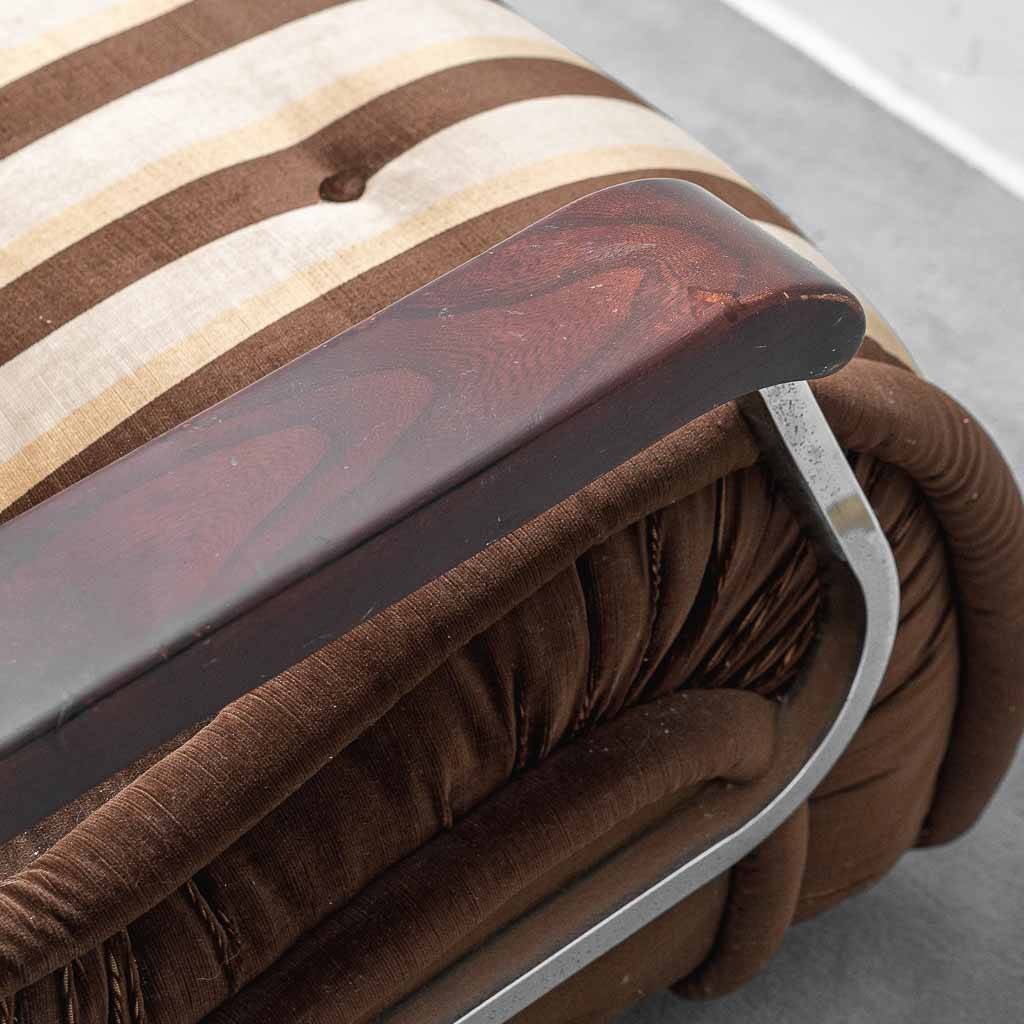 Vintage Malga model armchair in striped fabric – 1970s design