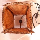 Floor lamp, african art 90s, iron and leather