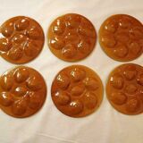 Set of 6 Vintage French Majolica Oyster Plates by St Clements France