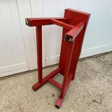 Red end of bed bench in solid wood with cracked effect Chinese style 1950