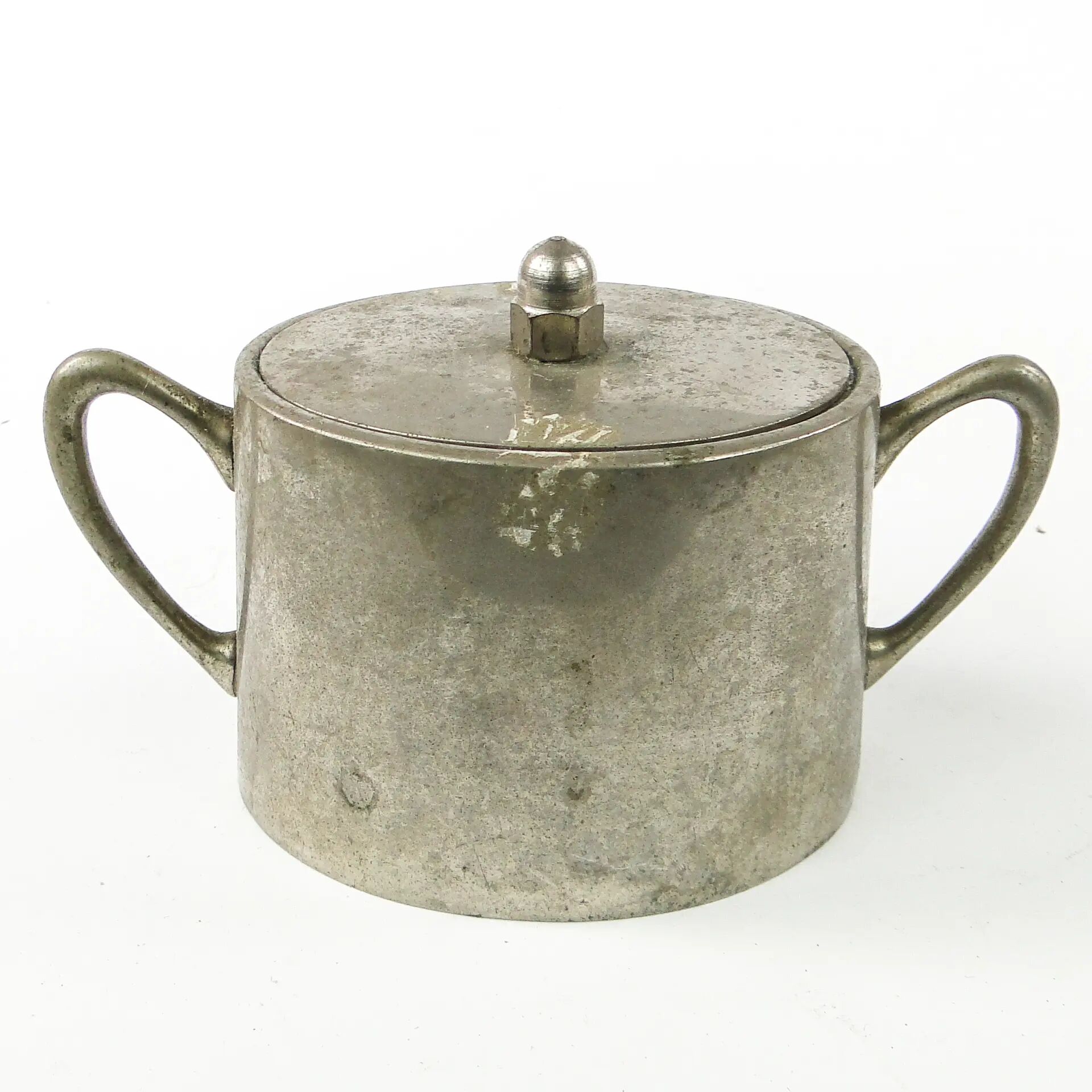Sugar bowl, Art Nouveau, nickel-plated brass, design by I. Taschner, Germany, early 20th century