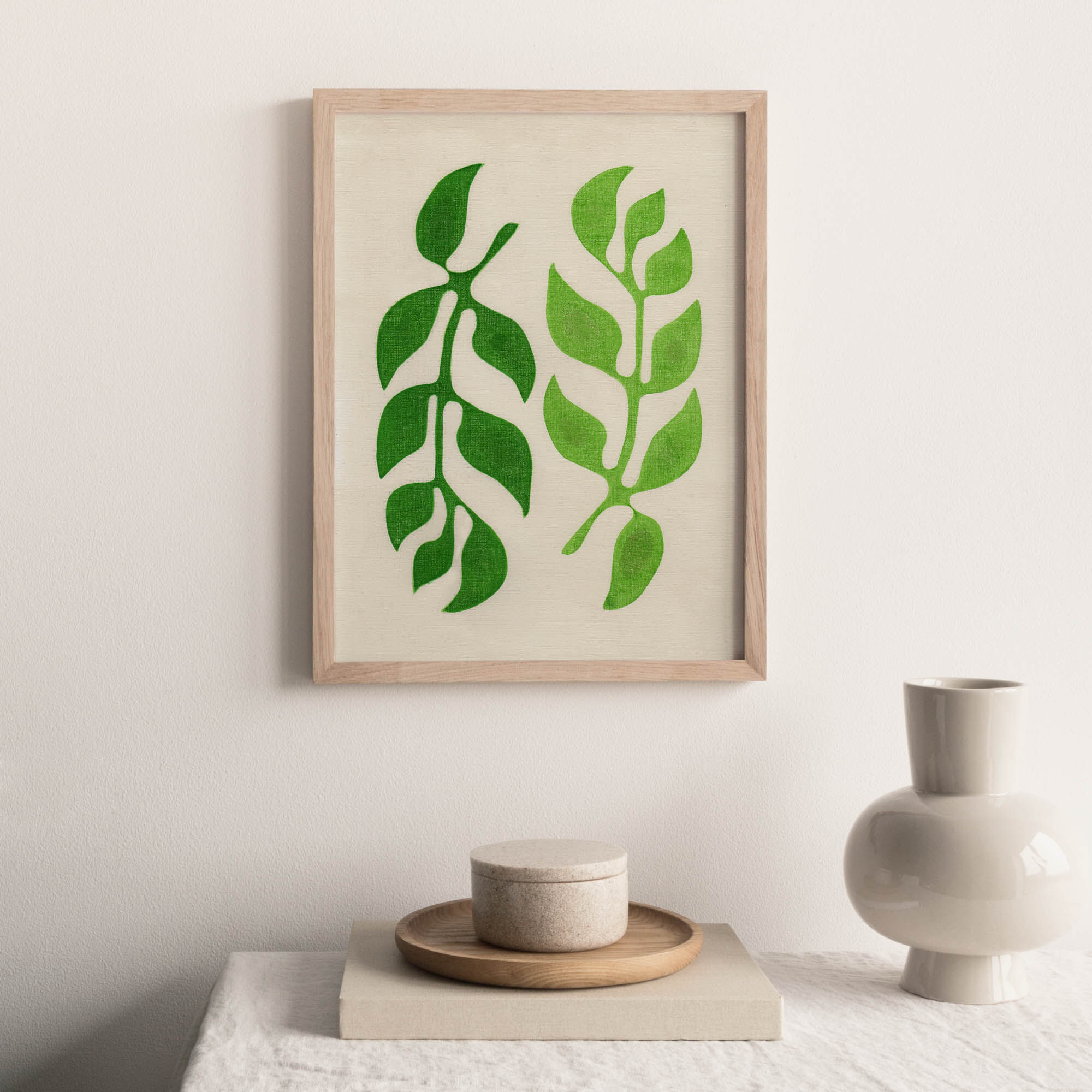 Peinture sur papier - illustration leaf - signée eawy