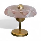 Art Deco bedside lamp in brass and etched glass