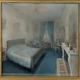 A painting depicting a 19th-century bedroom signed by Jean Victor Fossier.