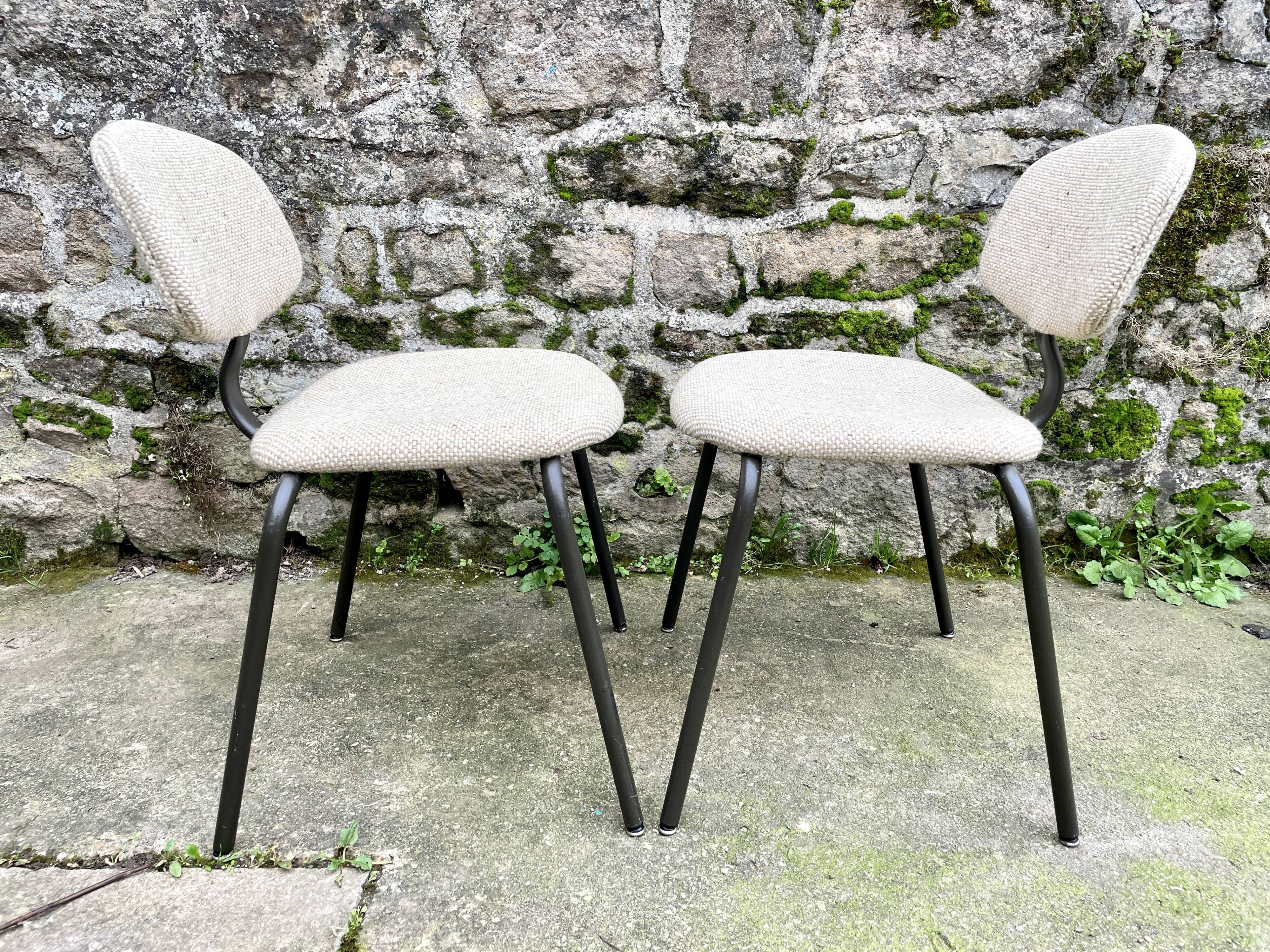 Paire de chaises tweed Strafor 1970