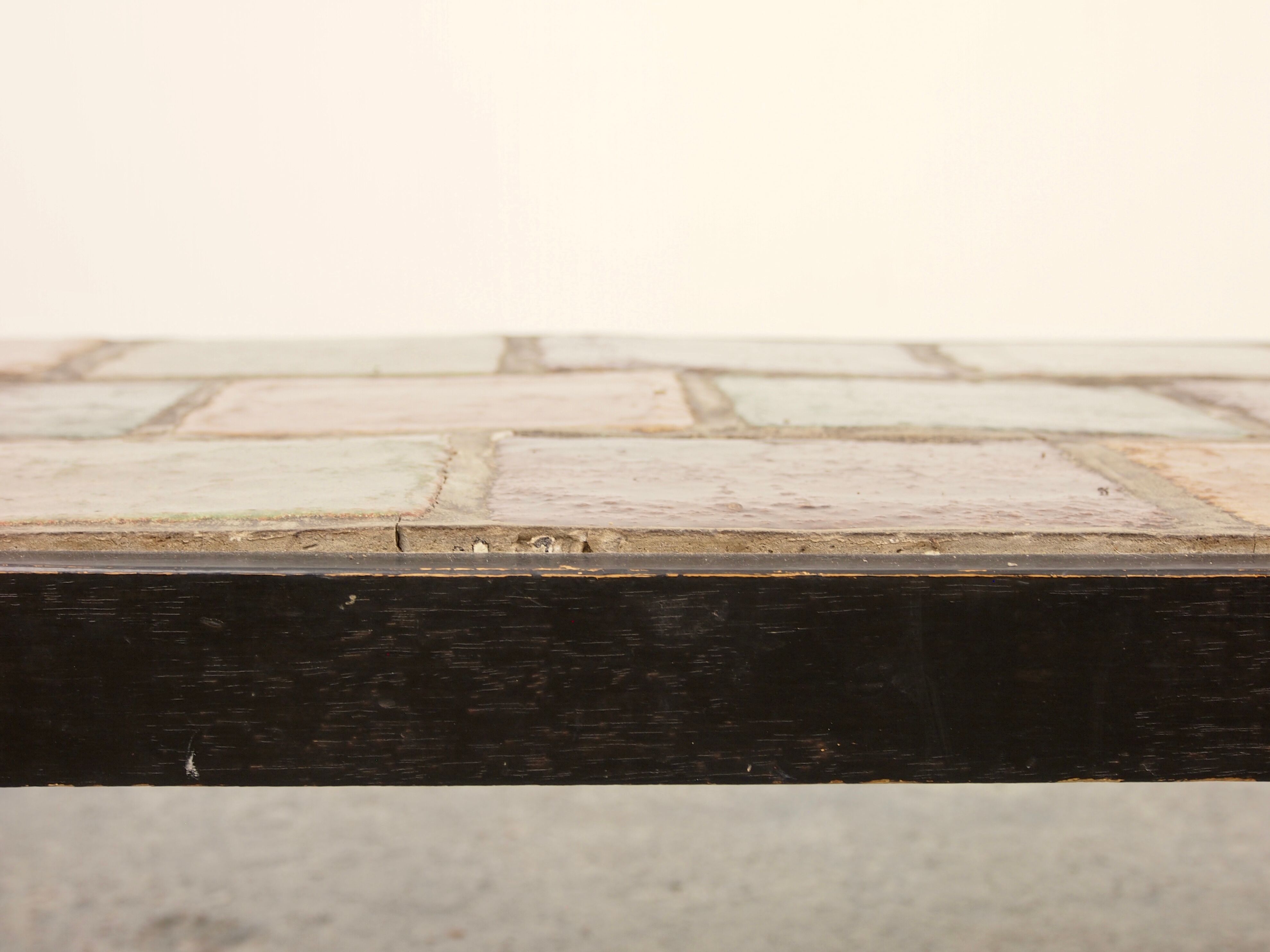 Mid century modernist rectangular coffee table with ceramic tiles top