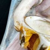 19th century polychrome plaster angel wall stoup