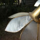 Brass chandelier and flowers in mother-of-pearl petals