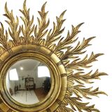 Large Rare Wooden Sun Mirror Sunburst Gold Leaf XL 86cm