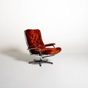 Swedish swivel armchair in velvet, 1970s