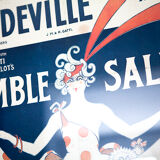 Original, framed, vintage poster, wall art, London's Vaudeville Theatre poster for the show "Jumble Sale"