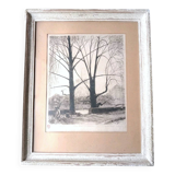 Paris Quai d'Orléans Etching Signed Jean Jules Dufour 1889 1973