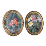 pair of framed old pastels