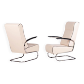 Fauteuils Bauhaus FN24 en cuir attribués à Mücke-Melder, Tchécoslovaquie, années 1930, ensemble de 2.