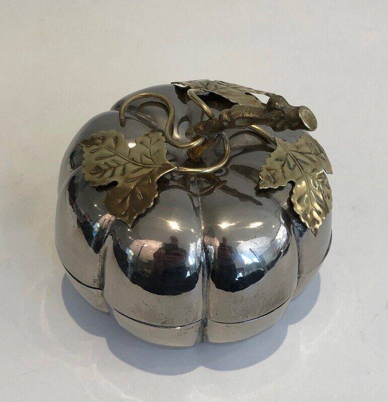 Silver-plated and brass pumpkin ice bucket